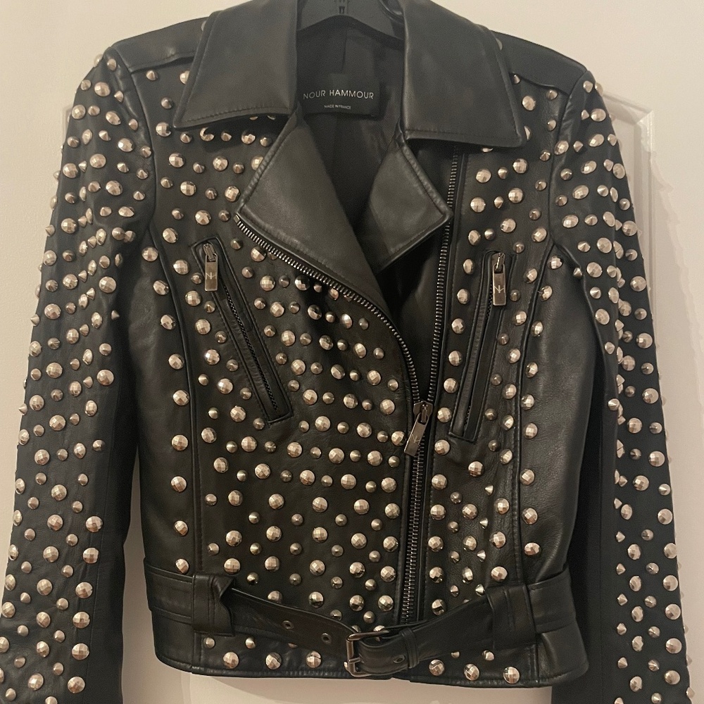 Nour Hammour Black Leather Jacket